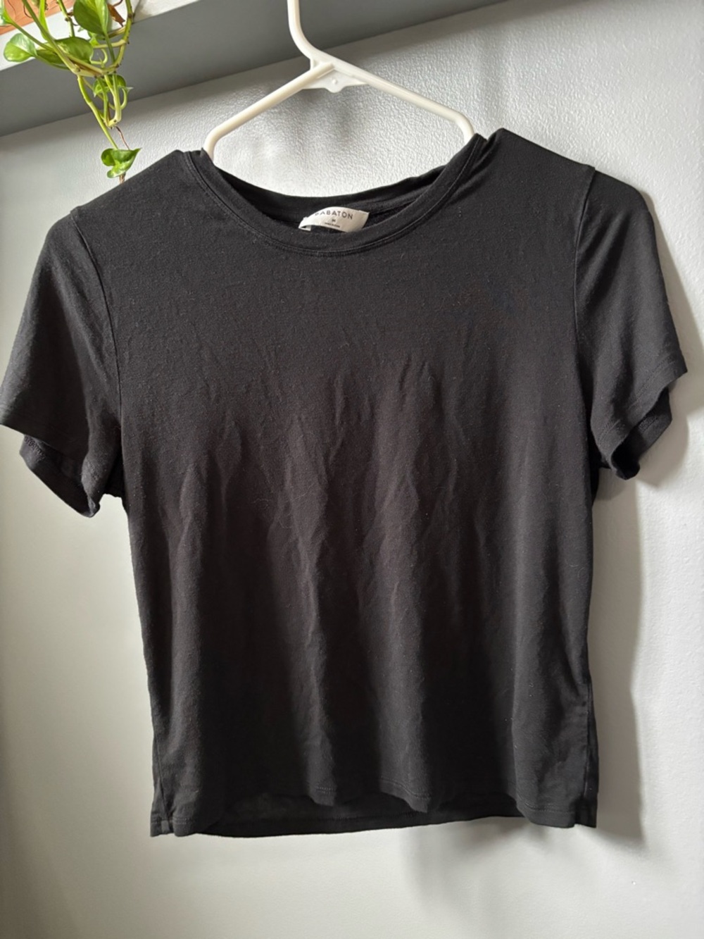 Babaton Black Short Sleeve Cotton Tee